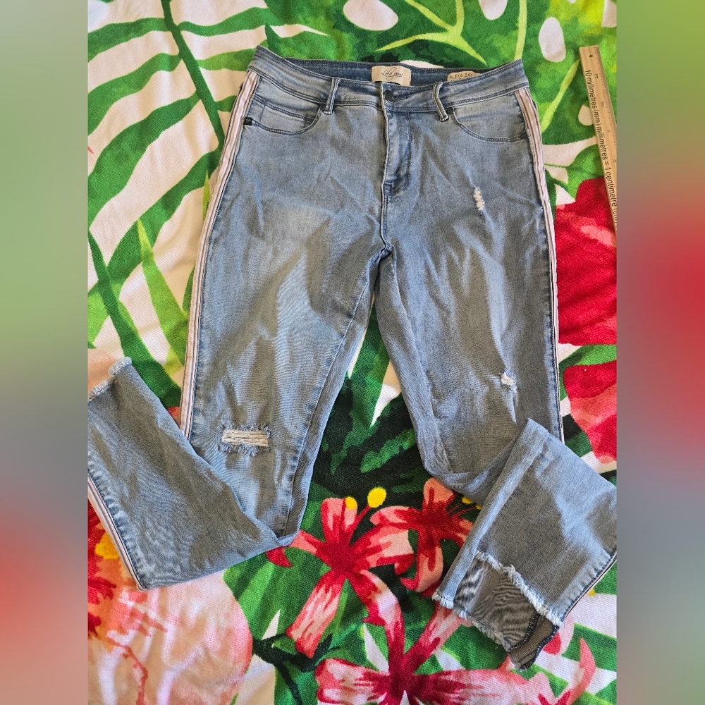 These are a pair of Lola Jeans Alexa Bay distressed High-waisted